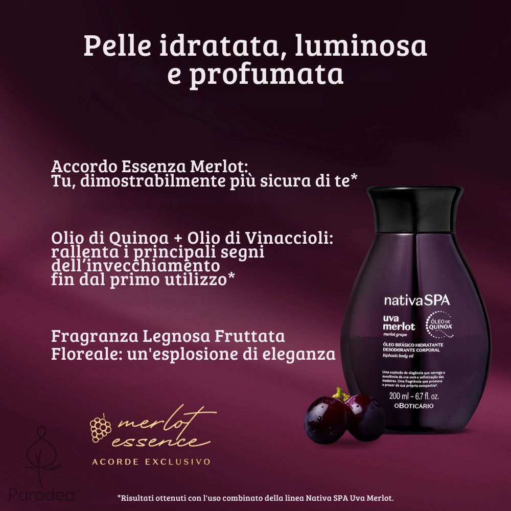 Nativa SPA Óleo Bifásico Hidratante Corporal Uva Merlot - Olio corpo bifasico 200ml