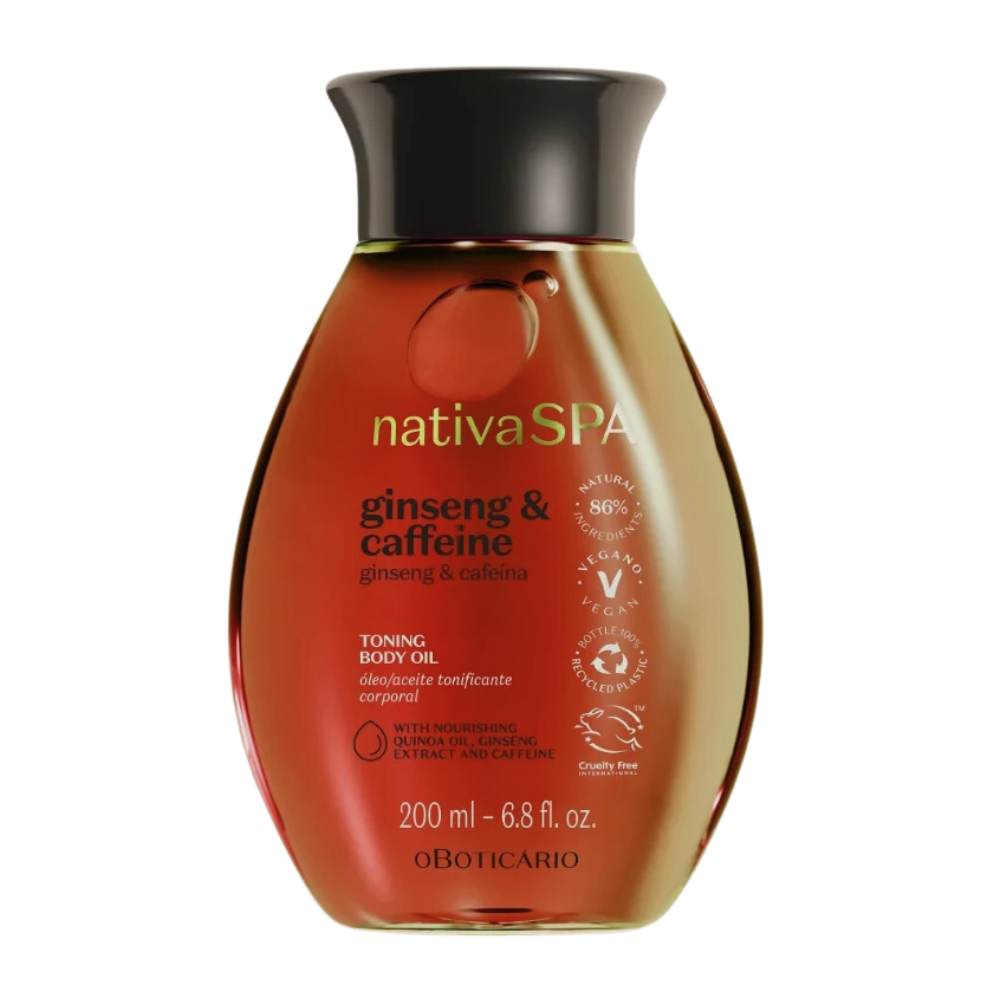 Nativa Spa Óleo Hidratante Ginseng & Cafeína - Olio corpo tonificante Ginseng & Caffeina 200ml