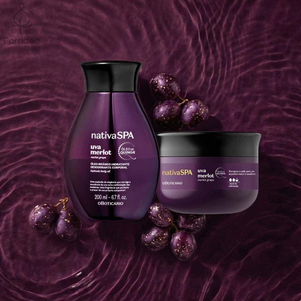 Nativa SPA Set Uva Merlot – Esfoliante corpo + Olio corpo bifasico
