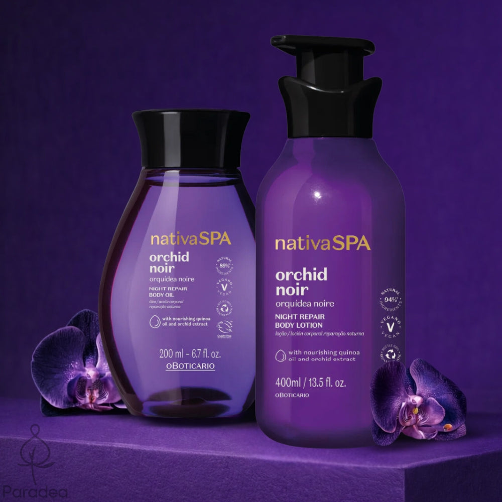 Nativa SPA Orquídea Noire Geschenkset – Feuchtigkeitsspendende Körperlotion und Öl