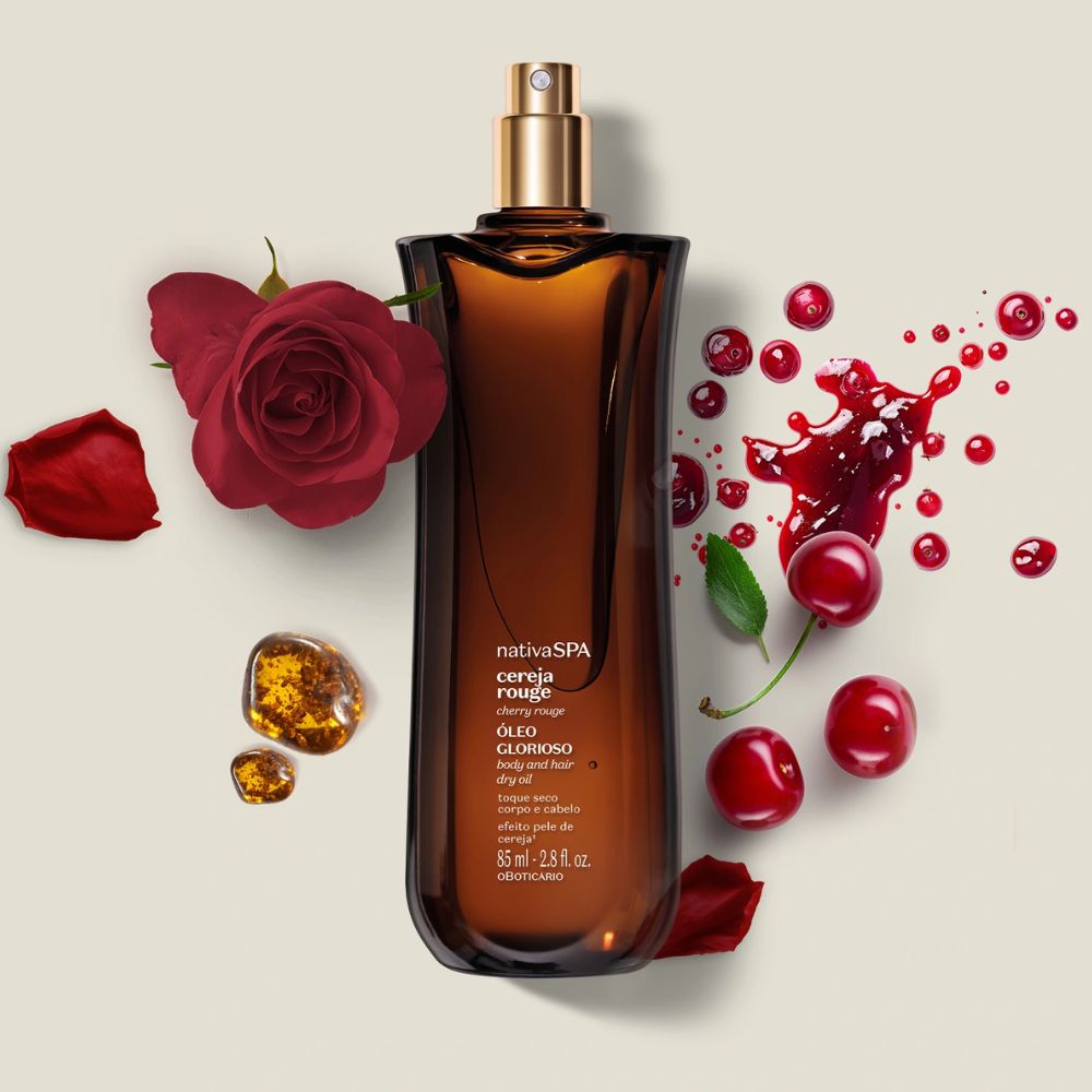 Nativa Spa Óleo Multifuncional Glorioso Cereja Rouge - Olio corpo e capelli Ciliegia 85ml