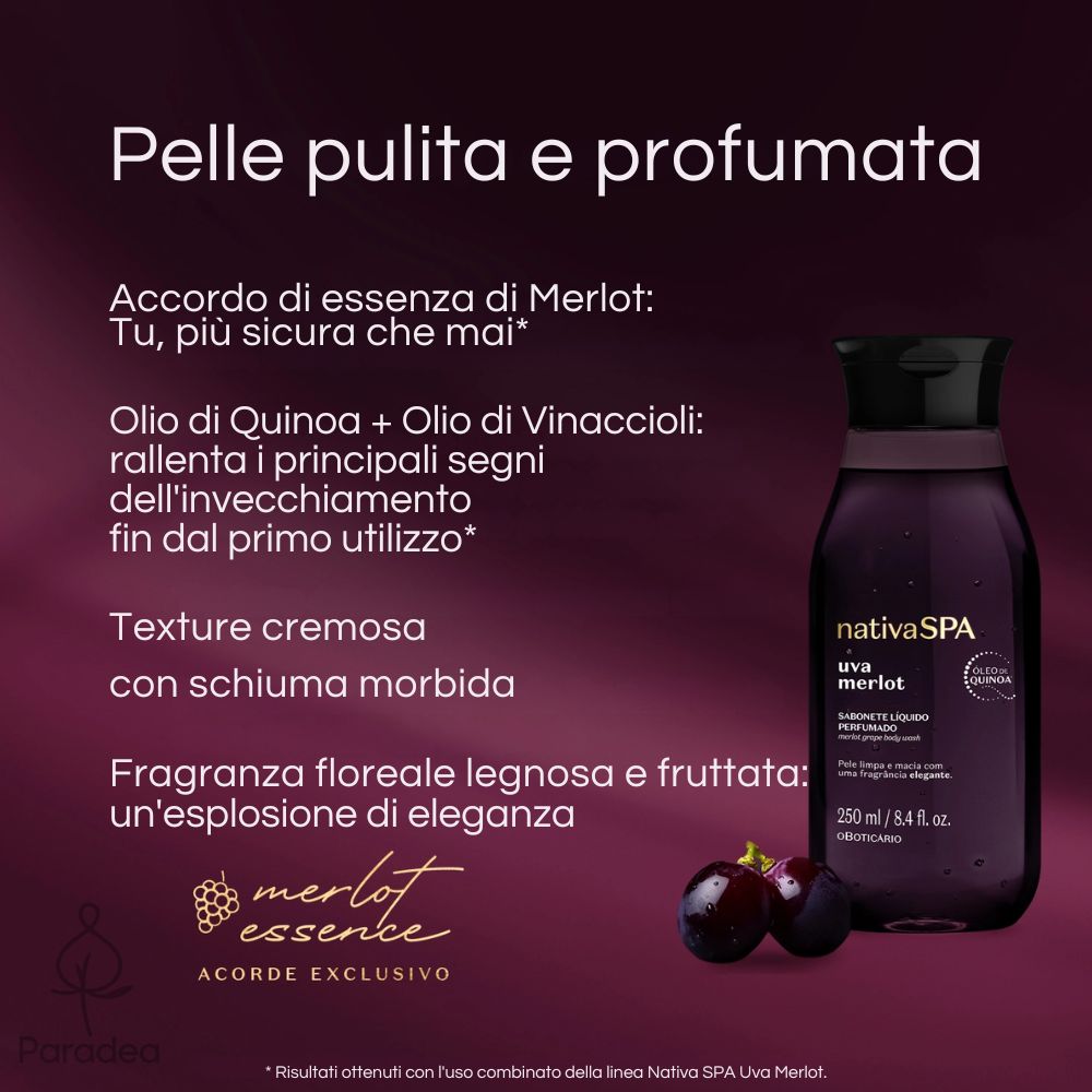 Nativa Spa Sabonete Líquido Uva Merlot - Bagnoschiuma 250ml