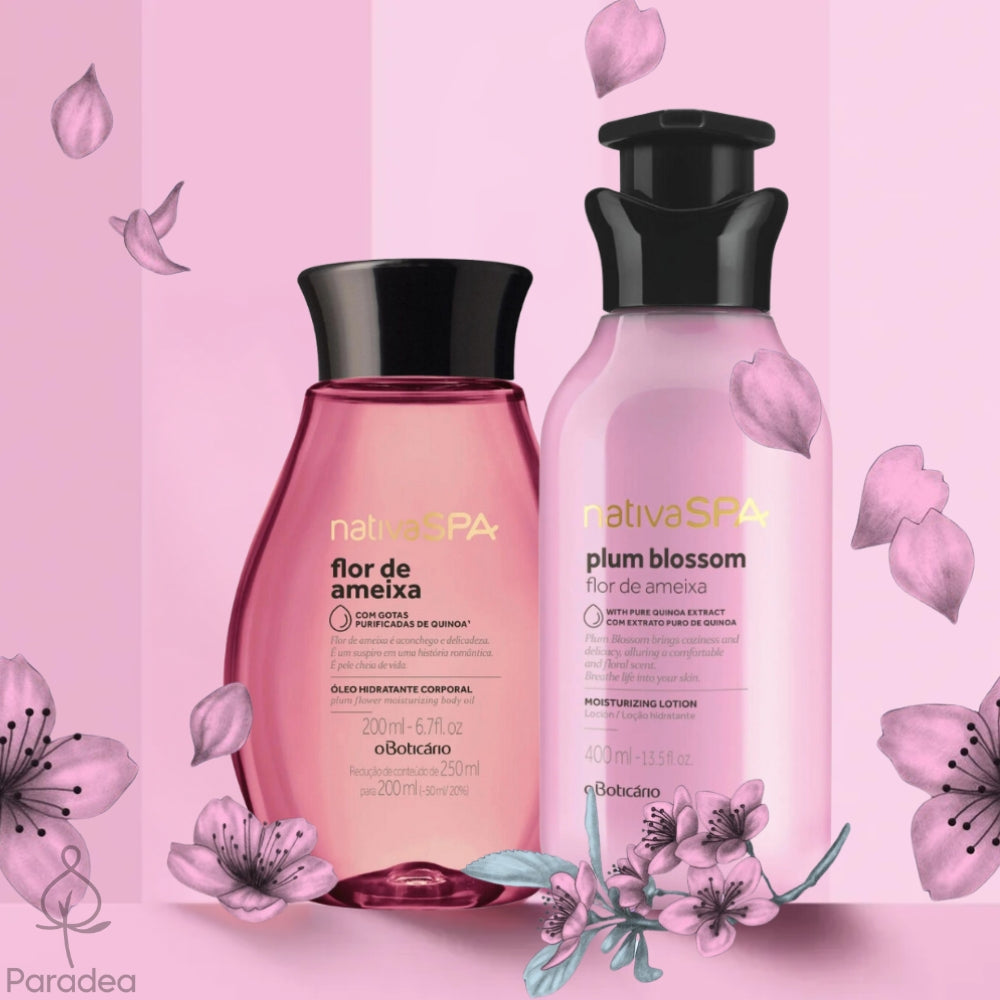 Nativa SPA Flor de Ameixa Geschenkset – Feuchtigkeitsspendende Körperlotion &amp; Feuchtigkeitsspendendes Körperöl