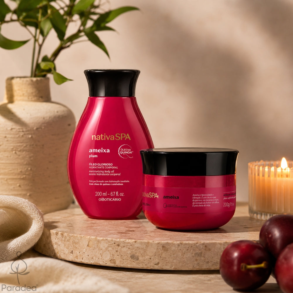 Nativa SPA Set Ameixa– Scrub esfoliante + Olio idratante corpo