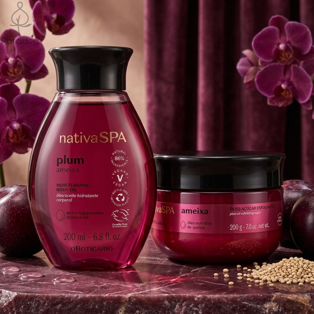 Nativa SPA Set Ameixa– Scrub esfoliante + Olio idratante corpo