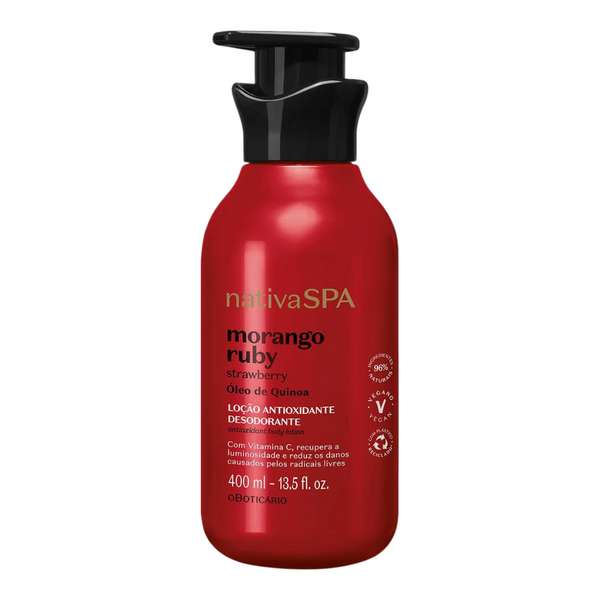 NATIVA SPA Loção Corporal Hidratante Morango Ruby 400ml - Strawberry hydrating body lotion