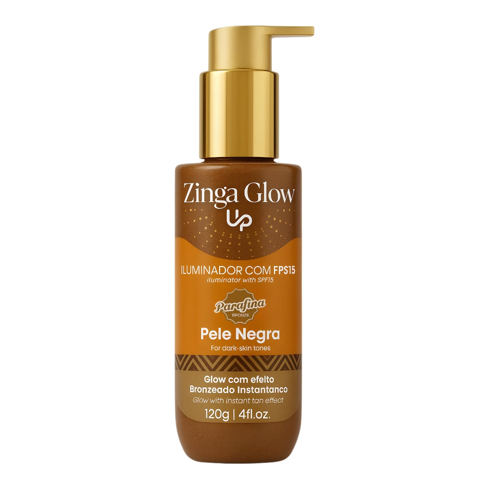 Parafina Bronze Zinga Glow Iluminador e Protetor Solar - Lozione illuminante pelli scure 110gr