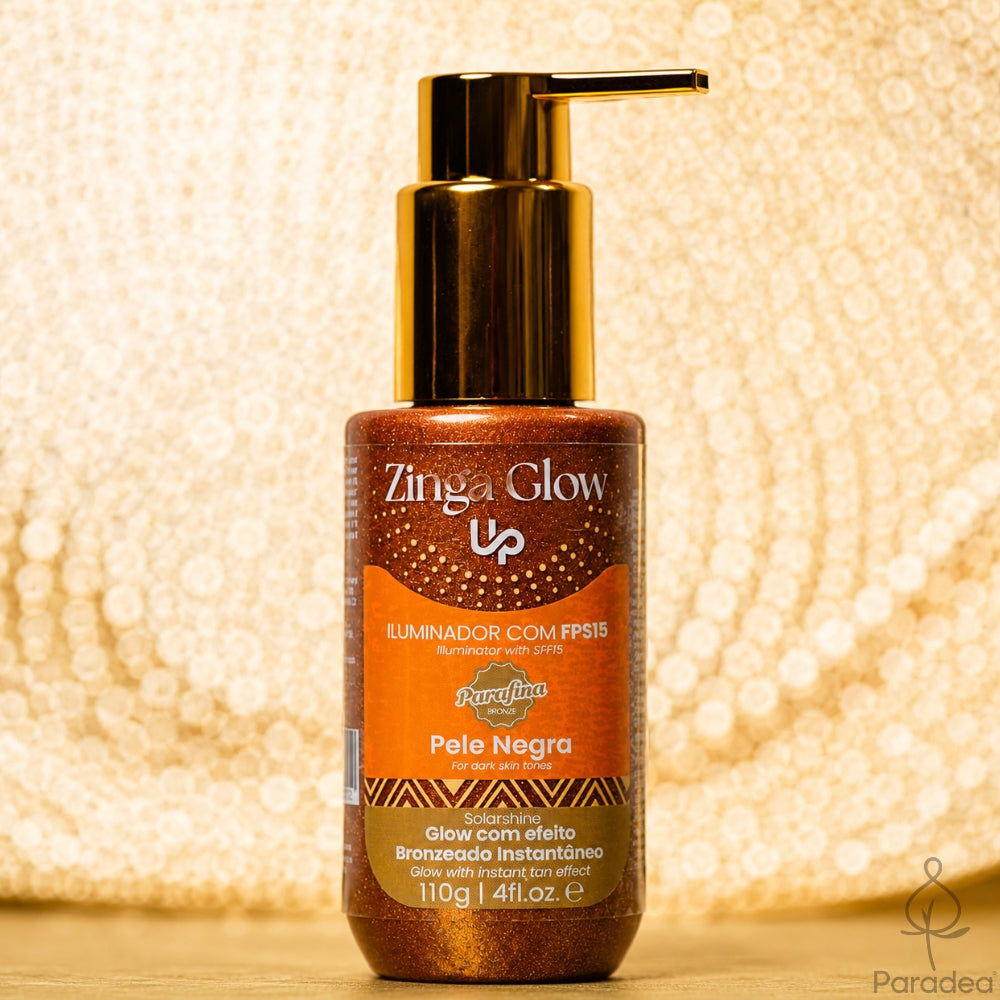Parafina Bronze Zinga Glow Iluminador e Protetor Solar - Lozione illuminante pelli scure 110gr