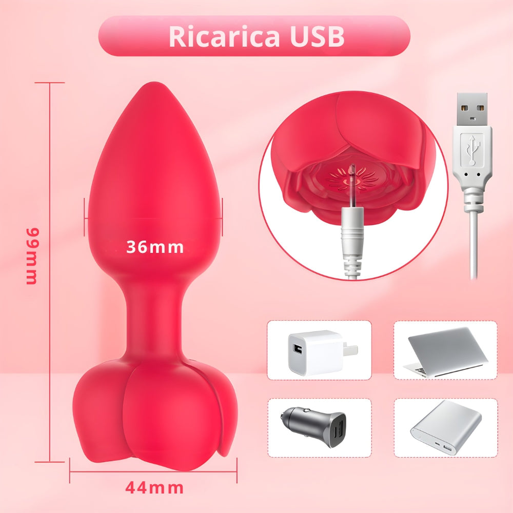 Plug anale vibrante Rosa con telecomando