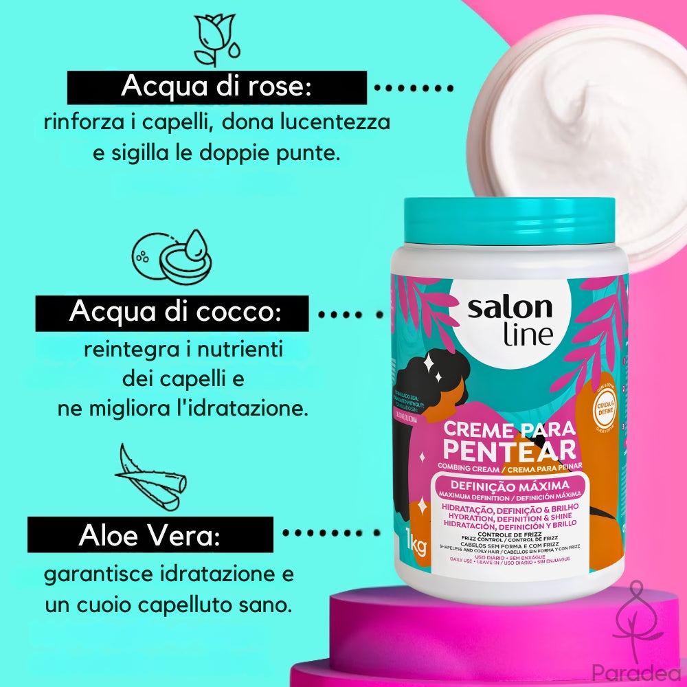 Salon Line Creme Para Pentear Definição Máxima - Crema districante definizione capelli ricci 1kg