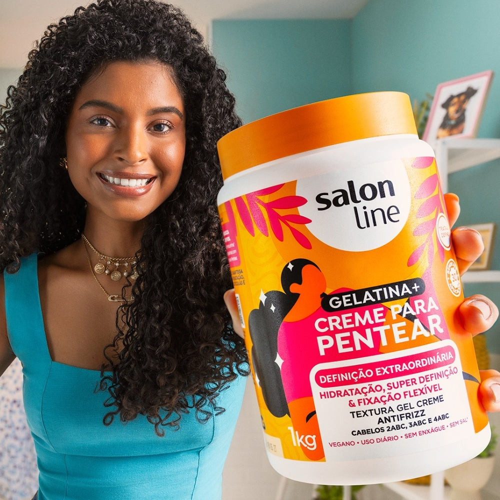 Salon Line Gelatina Capilar + Creme para Pentear Definição Extraordinária - Gel Crema Leave-in 1kg