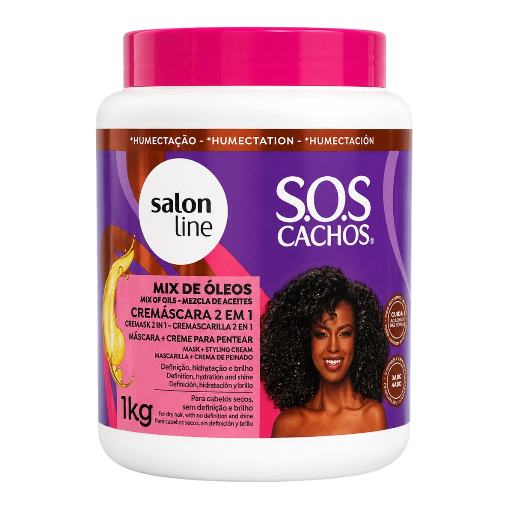 Salon Line S.O.S Cachos Mix de Óleos Cremáscara 2 em 1 – Maschera e Crema districante 1kg