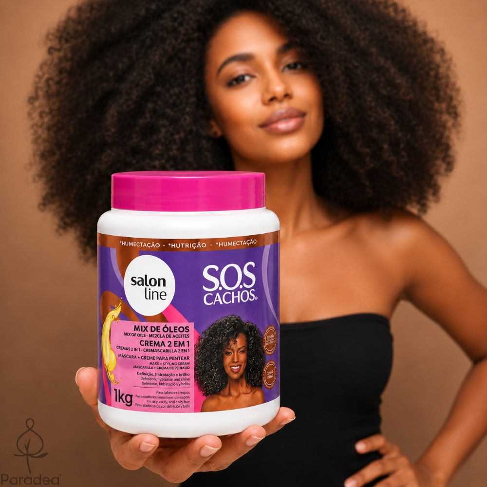 Salon Line S.O.S Cachos Mix de Óleos Cremáscara 2 em 1 – Maschera e Crema districante 1kg
