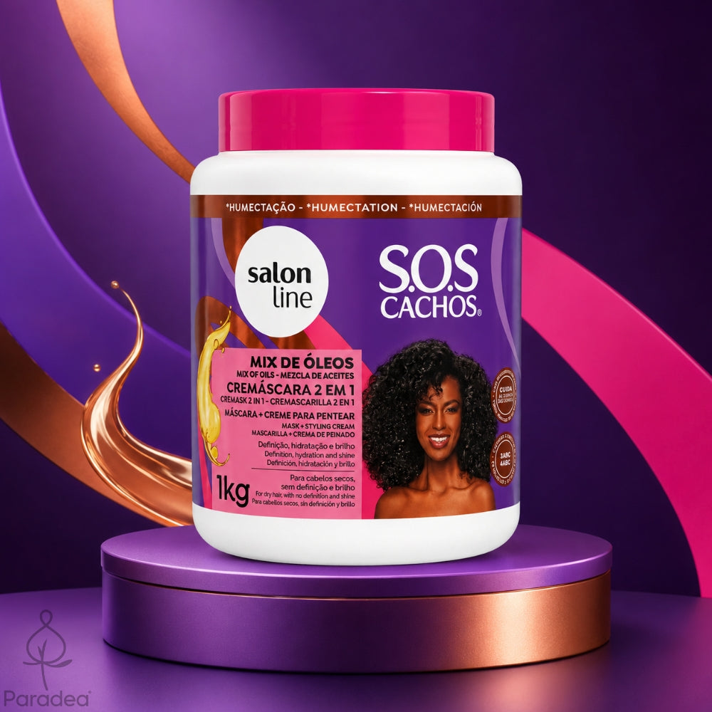 Salon Line S.O.S Cachos Mix de Óleos Cremáscara 2 em 1 – Maschera e Crema districante 1kg