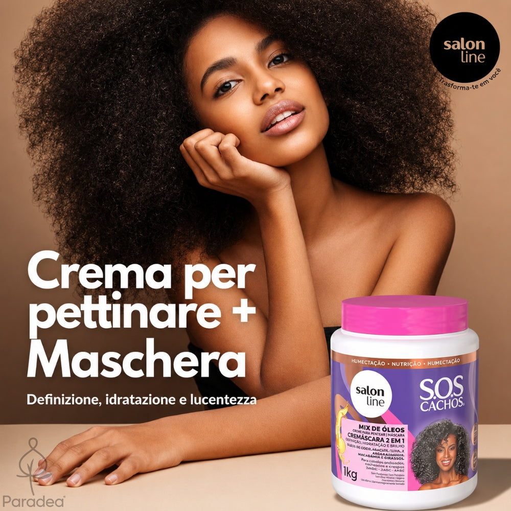Salon Line S.O.S Cachos Mix de Óleos Cremáscara 2 em 1 – Maschera e Crema districante 1kg