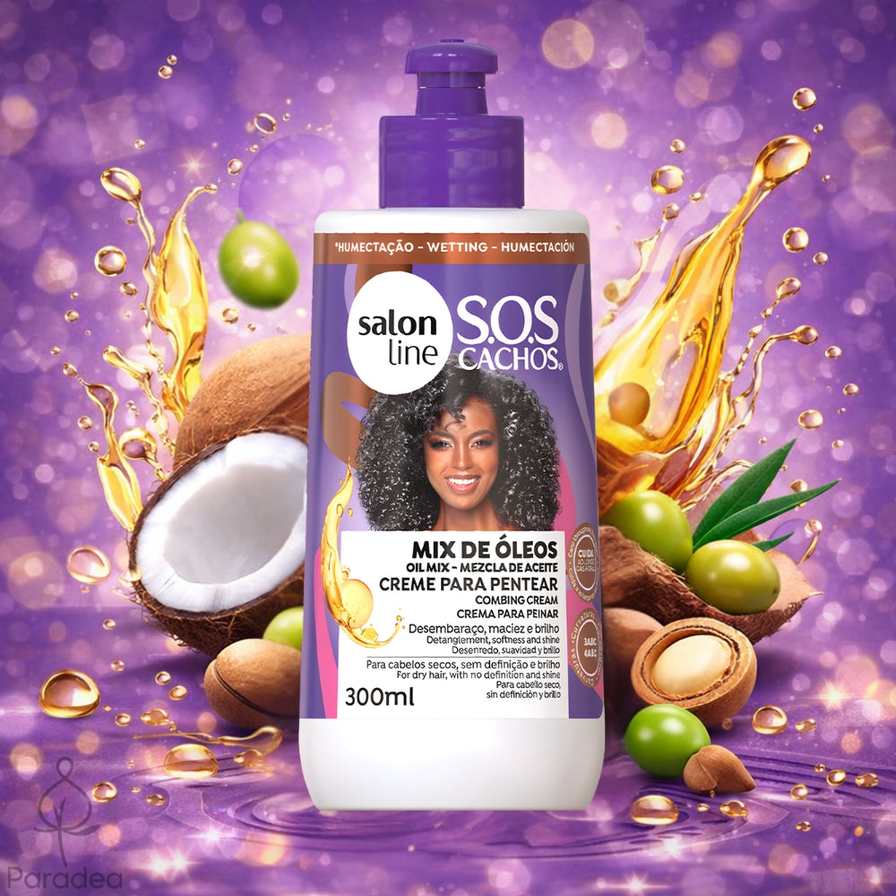 Salon Line S.O.S Cachos Mix de Óleos Creme para pentear - Crema districante idratante 300ml