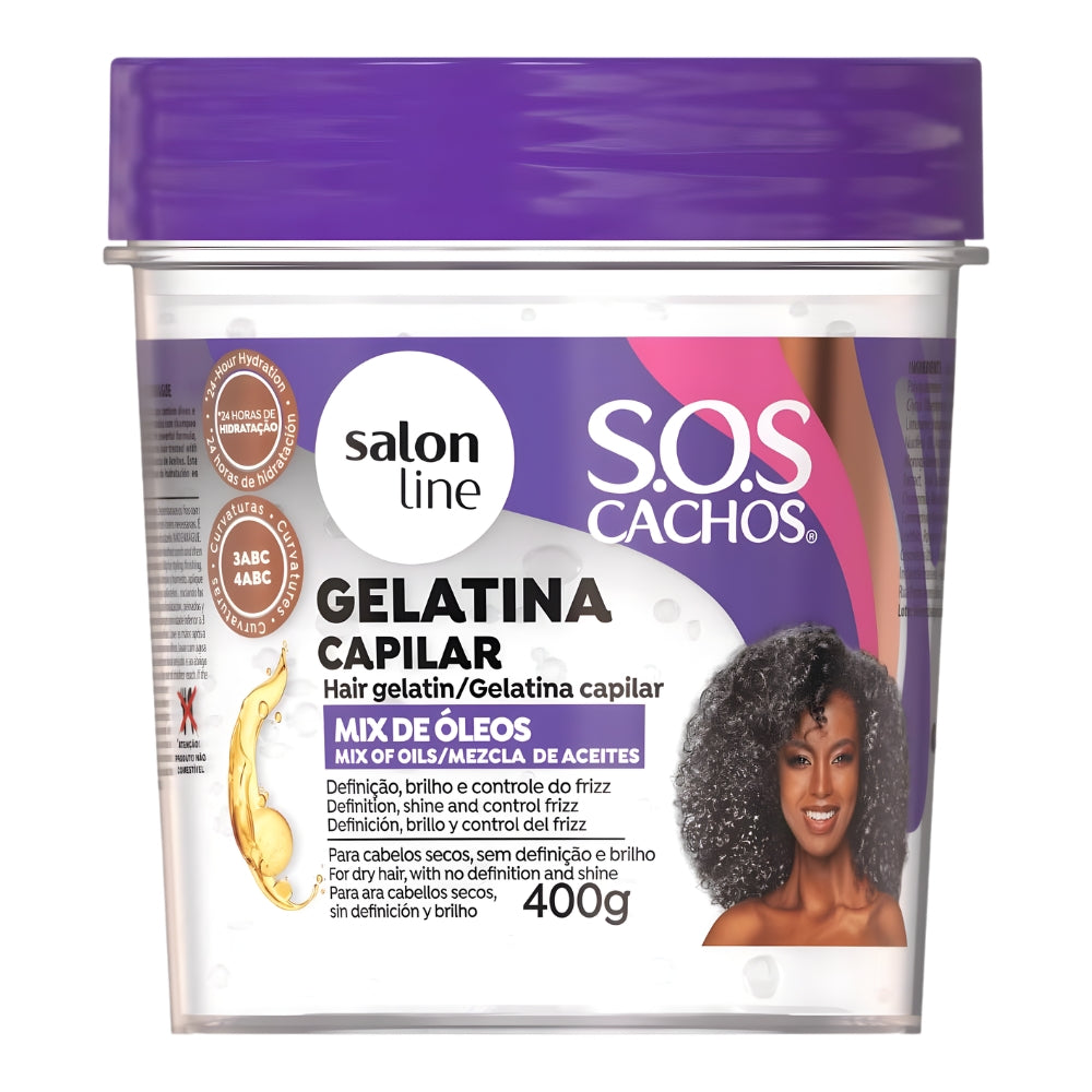 Salon Line S.O.S Cachos Gelatina Capilar Mix de Óleos - Gelatina nutriente capelli ricci 400gr