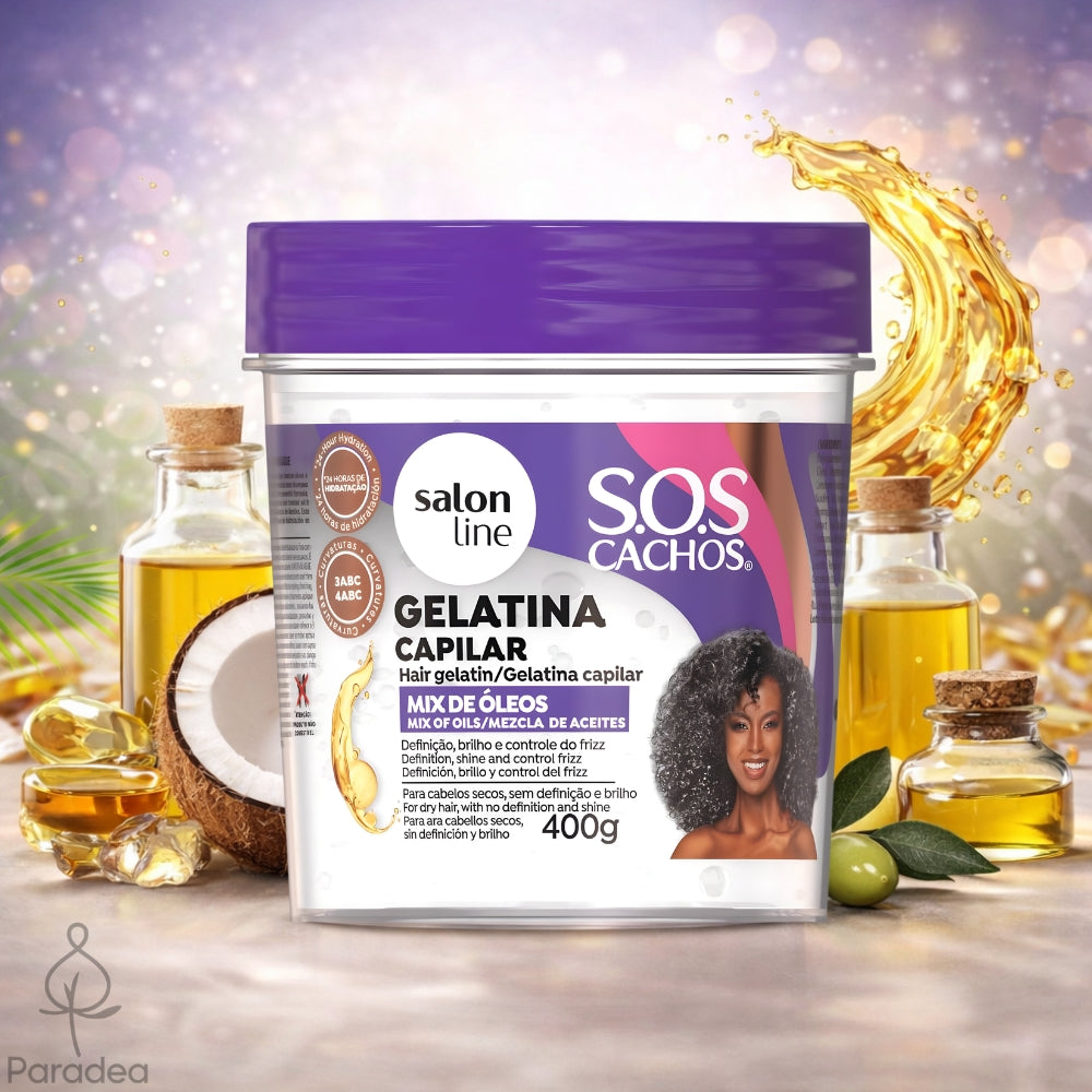 Salon Line S.O.S Cachos Gelatina Capilar Mix de Óleos - Gelatina nutriente capelli ricci 400gr
