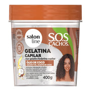 Salon Line S.O.S Cachos Gelatina capilar Óleo de Coco - Gelatina definizione ricci 400gr