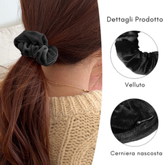 Scrunchies con zipper - Elastici per capelli con cerniera