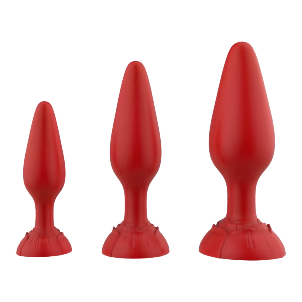 Set 3 misure Plug Anali in Silicone con Base a Rosa