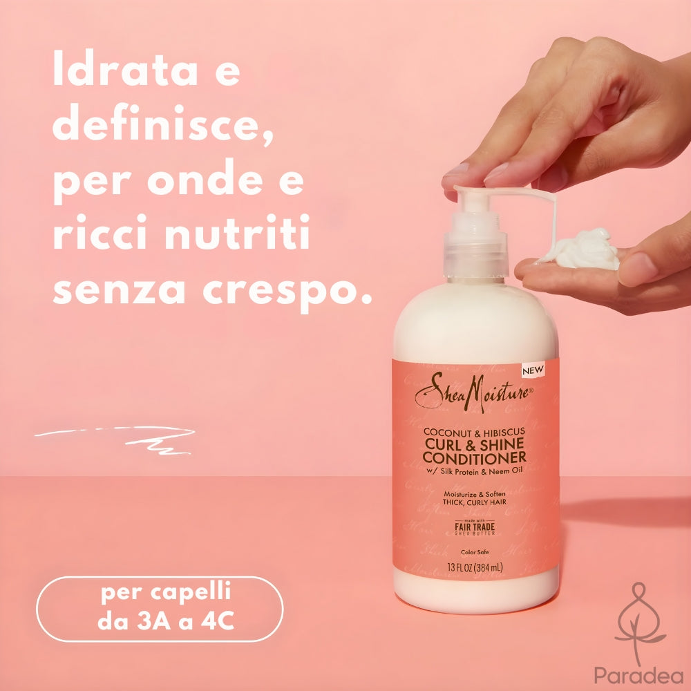 Shea Moisture Coconut & Hibiscus Curl & Shine - Balsamo idratante capelli ricci 384ml