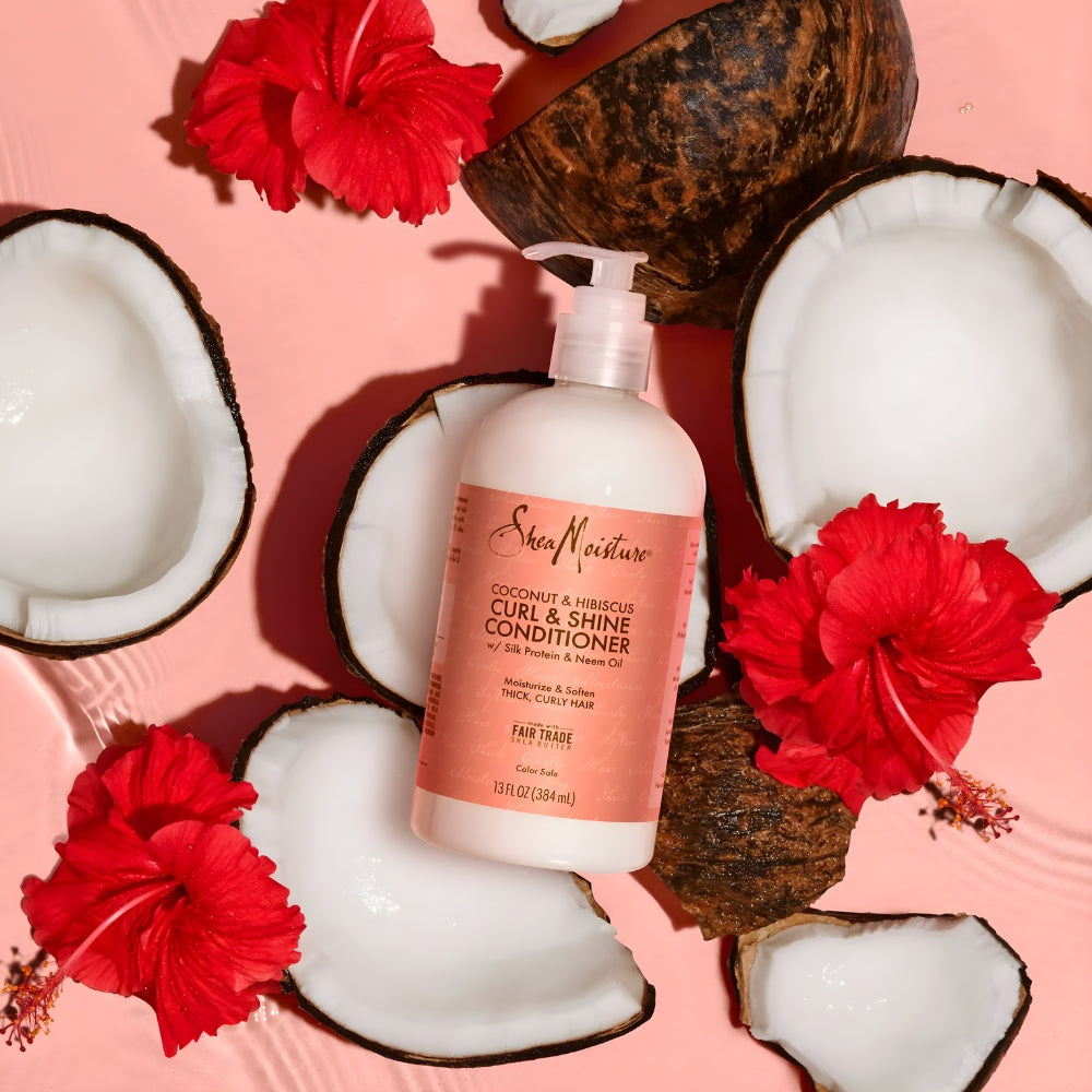Shea Moisture Coconut & Hibiscus Curl & Shine - Balsamo idratante capelli ricci 384ml