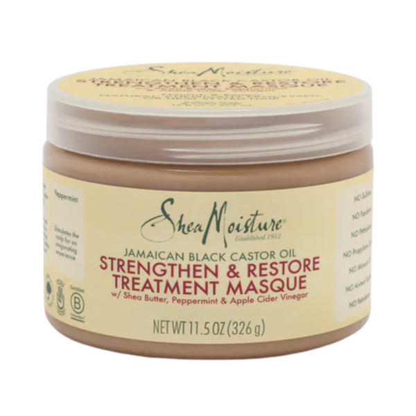 SHEA MOISTURE Jamaican Black Castor Oil Strengthen & Restore Treatment Masque - Maschera trattamento rinforzante e rigenerante all'Olio di Ricino Nero Giamaicano 326gr
