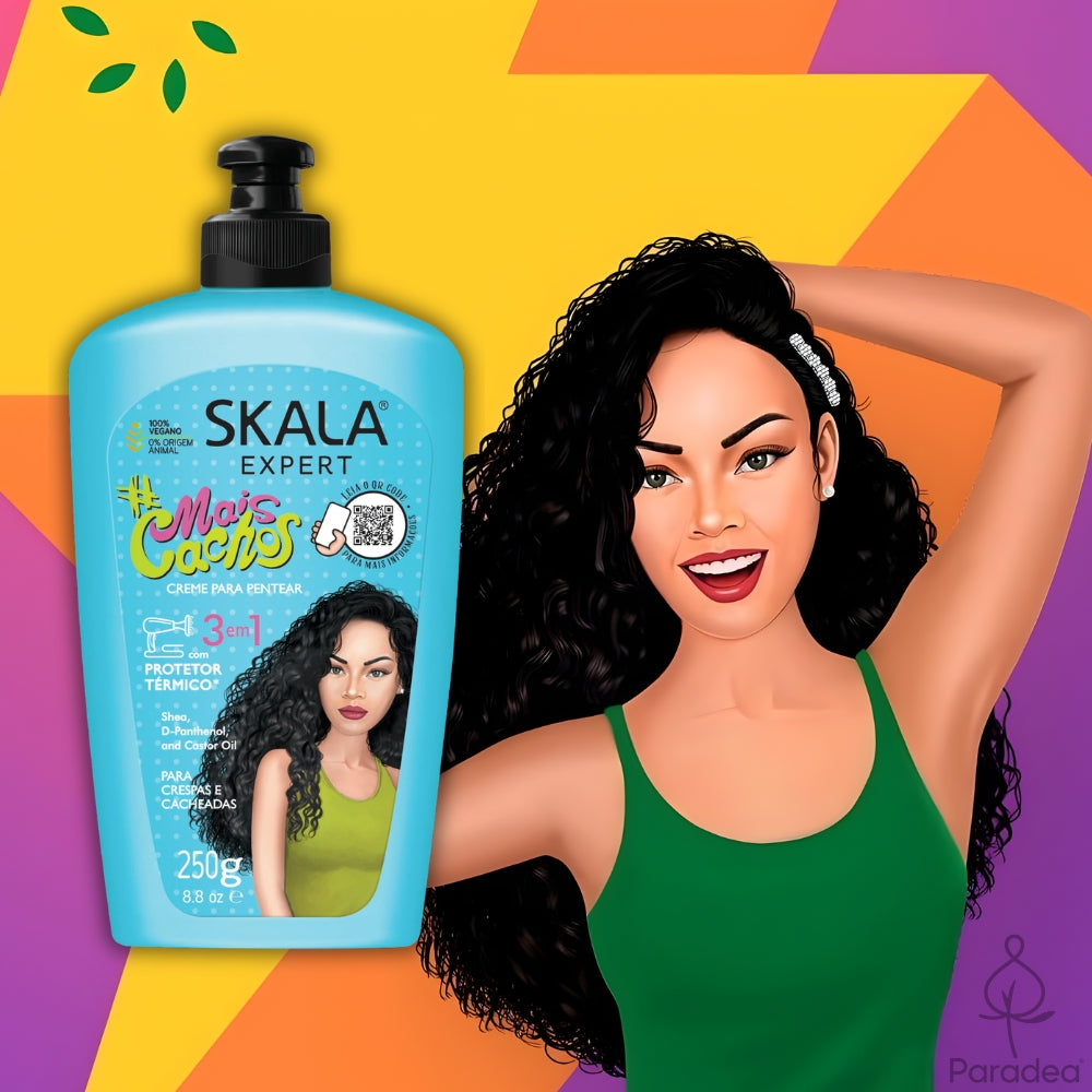 Skala #MaisCachos Creme para Pentear - Crema 3 in 1 con protezione termica 250gr