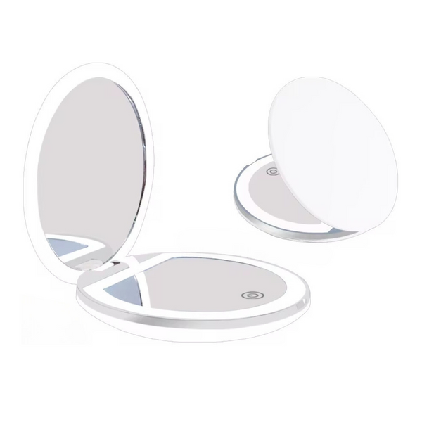 Miroir de voyage portable avec lumière LED