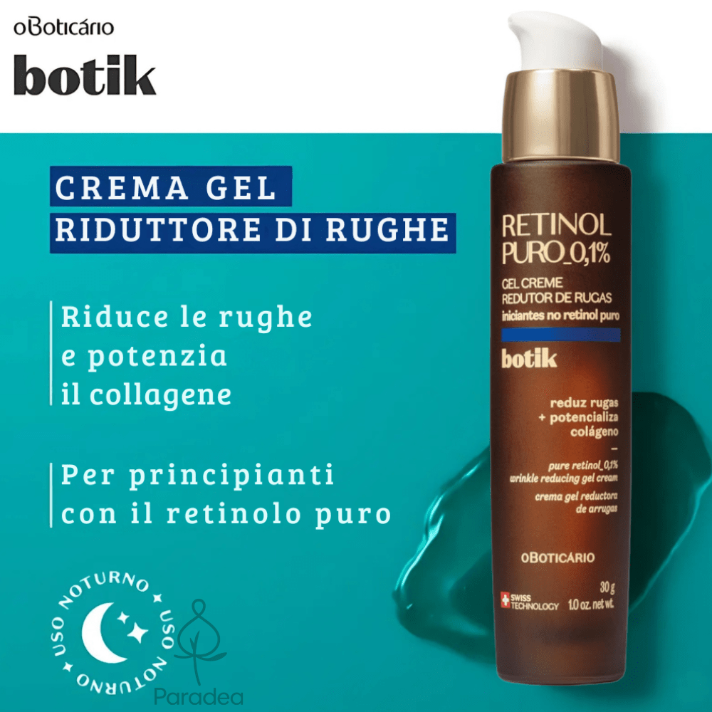Botik Gel Redutor de Rugas Retinol 0,1% – Gel Viso Retinolo Puro 30gr - o Boticário | Paradea