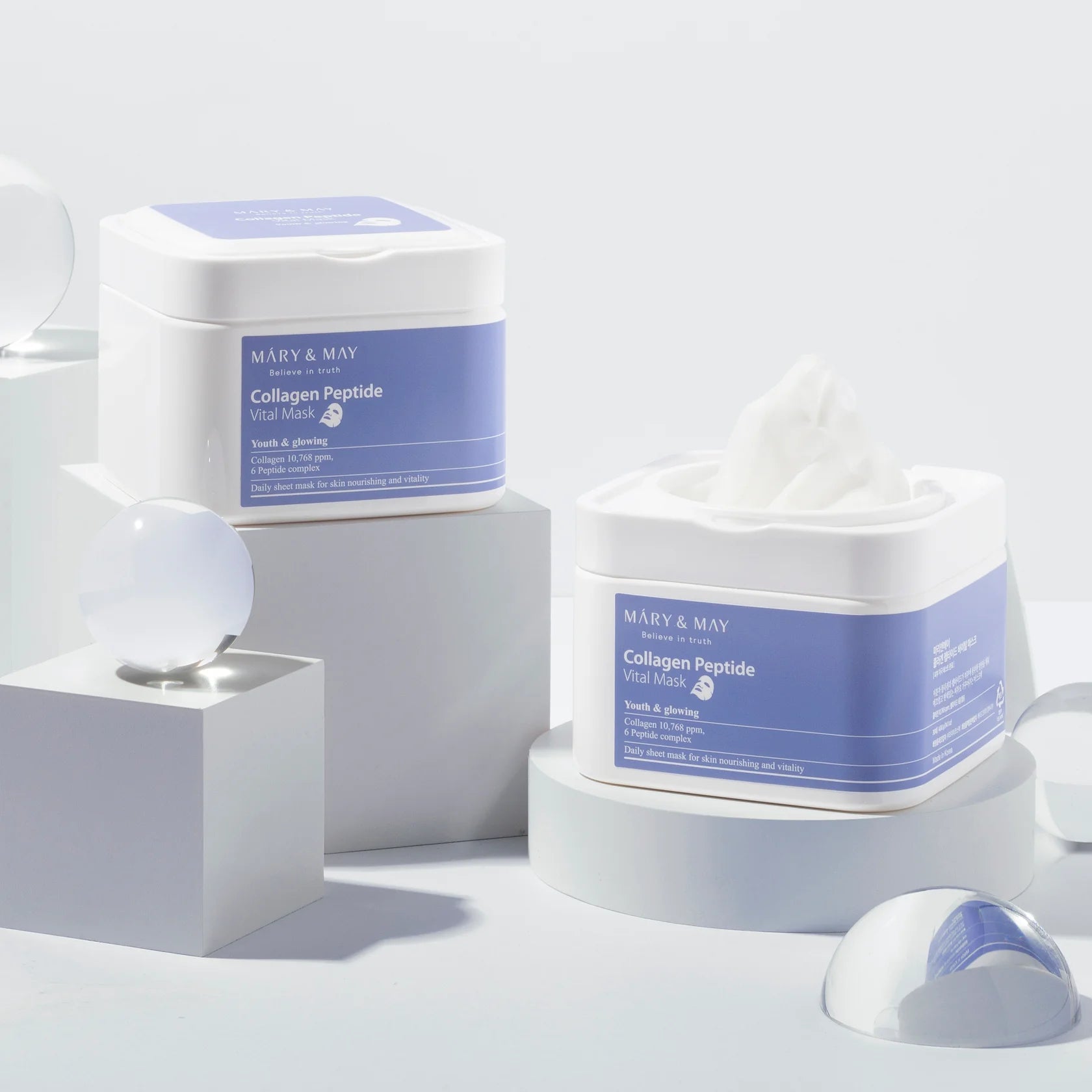 MARY&MAY Collagen Peptide Vital Mask 30pcs - Maschere in tessuto 30 pezzi - Mary&May | Paradea