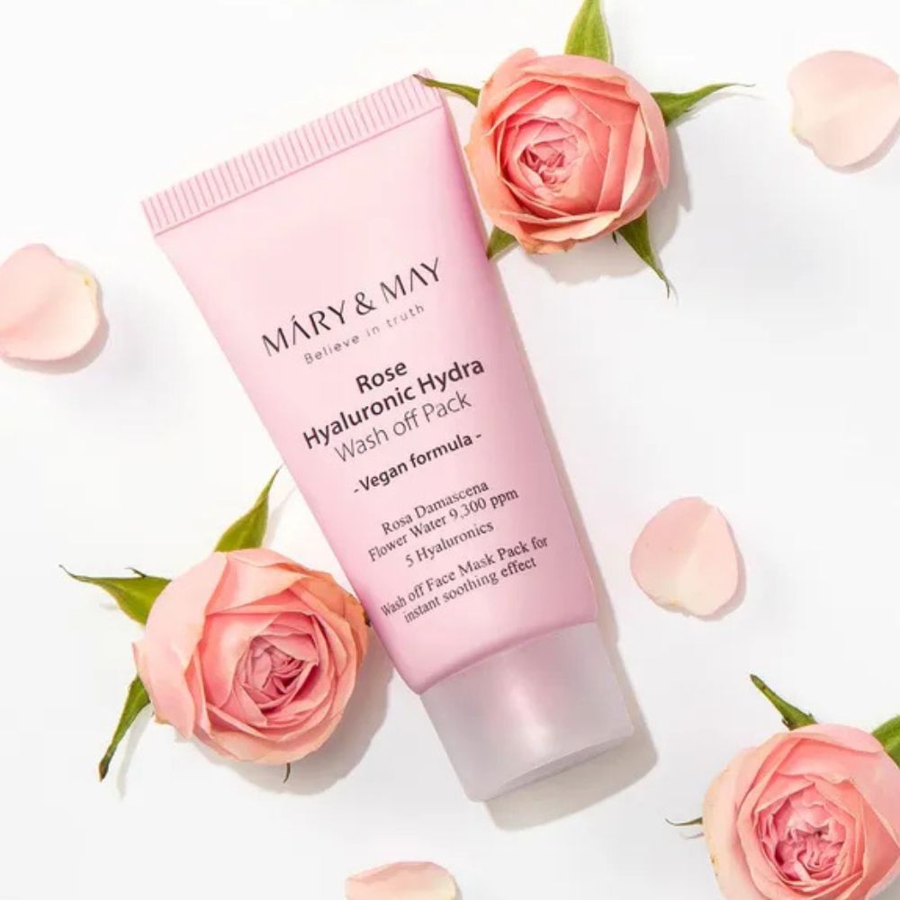 Mary&May Rose Hyaluronic Hydra Wash off Pack – Maschera viso 30gr - Mary&May | Paradea
