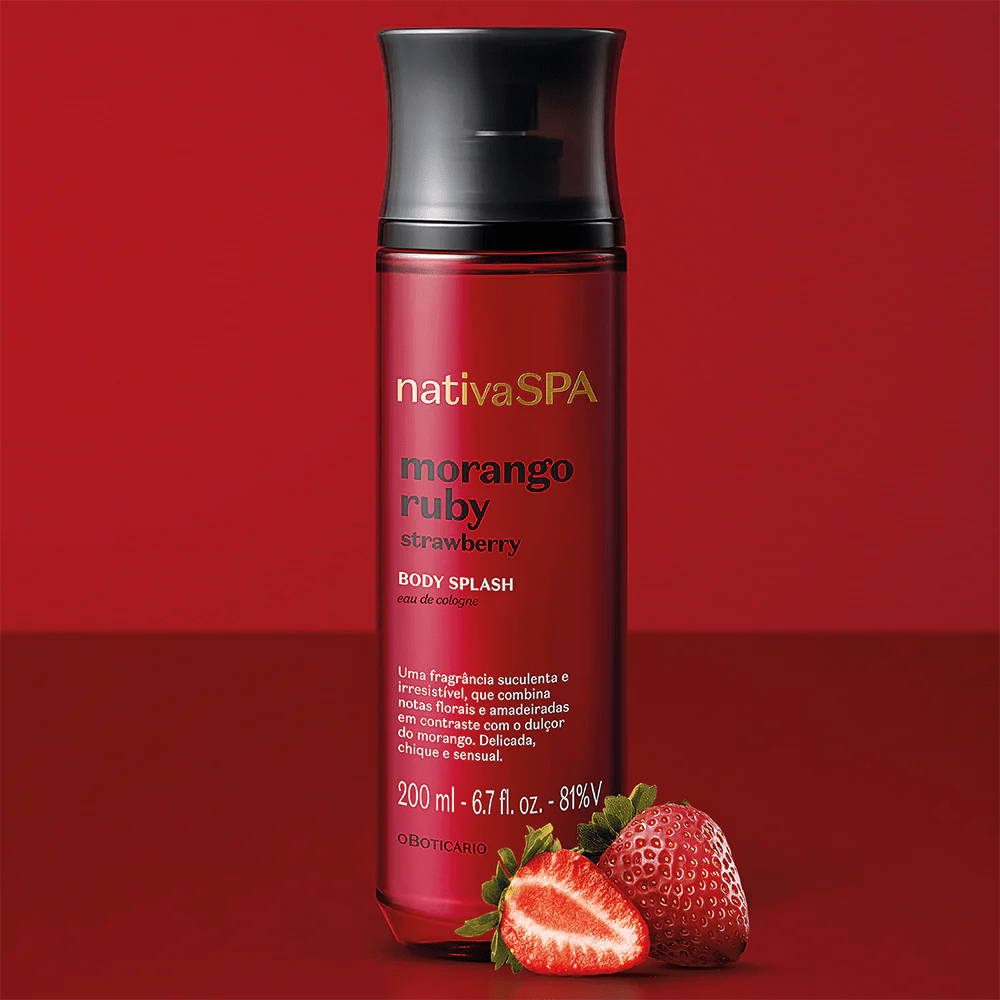 Nativa Spa Body Splash Morango Ruby - Eau de Cologne 200ml - o Boticário | Paradea