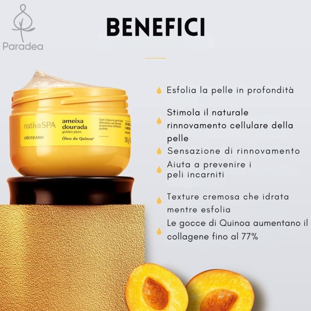 Nativa Spa Creme Esfoliante Corporal Ameixa Dourada - Scrub esfoliante Prugna Dorata 200gr - o Boticário | Paradea