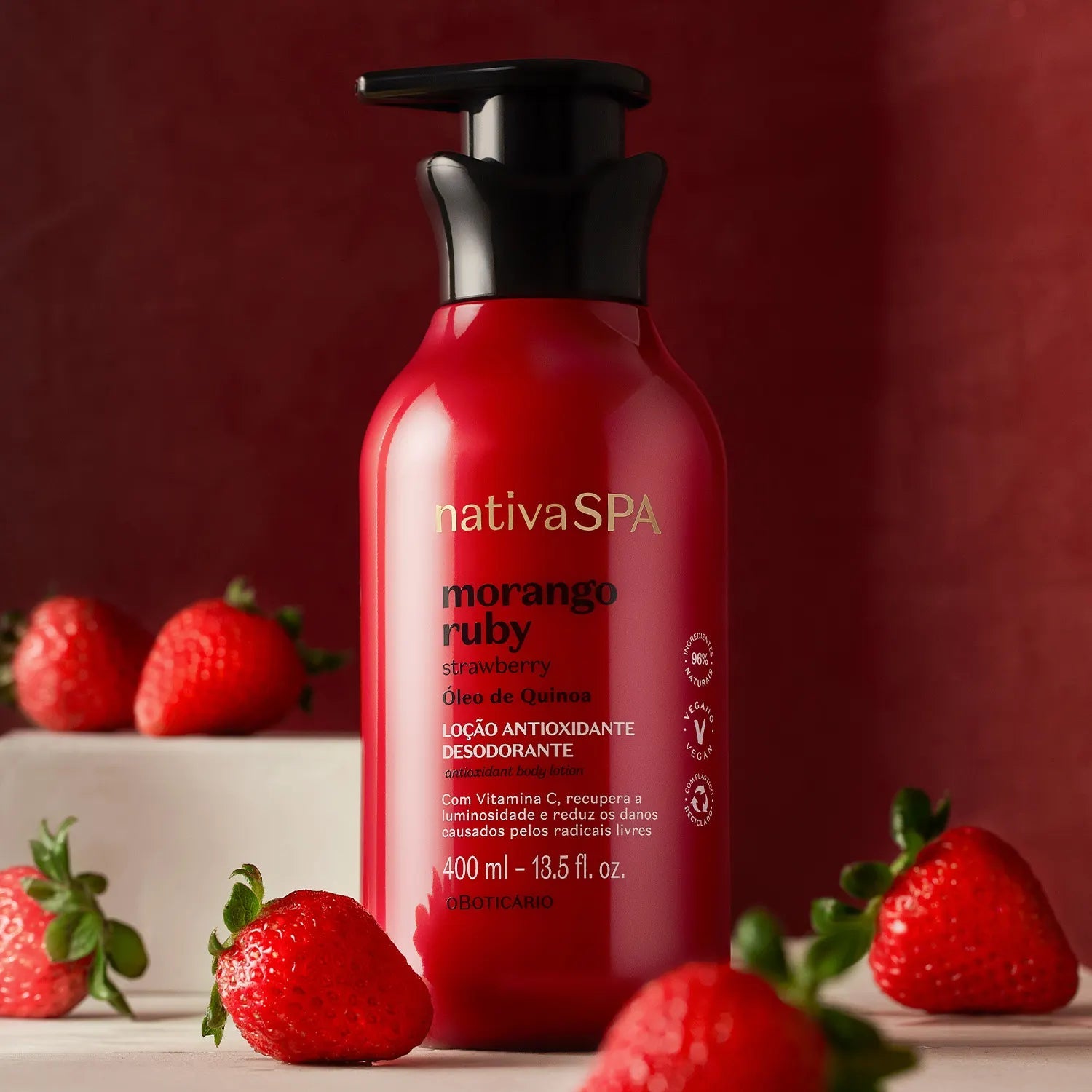 NATIVA SPA Loção Corporal Hidratante Morango Ruby - Lozione idratante corpo Fragola 400ml - o Boticário | Paradea