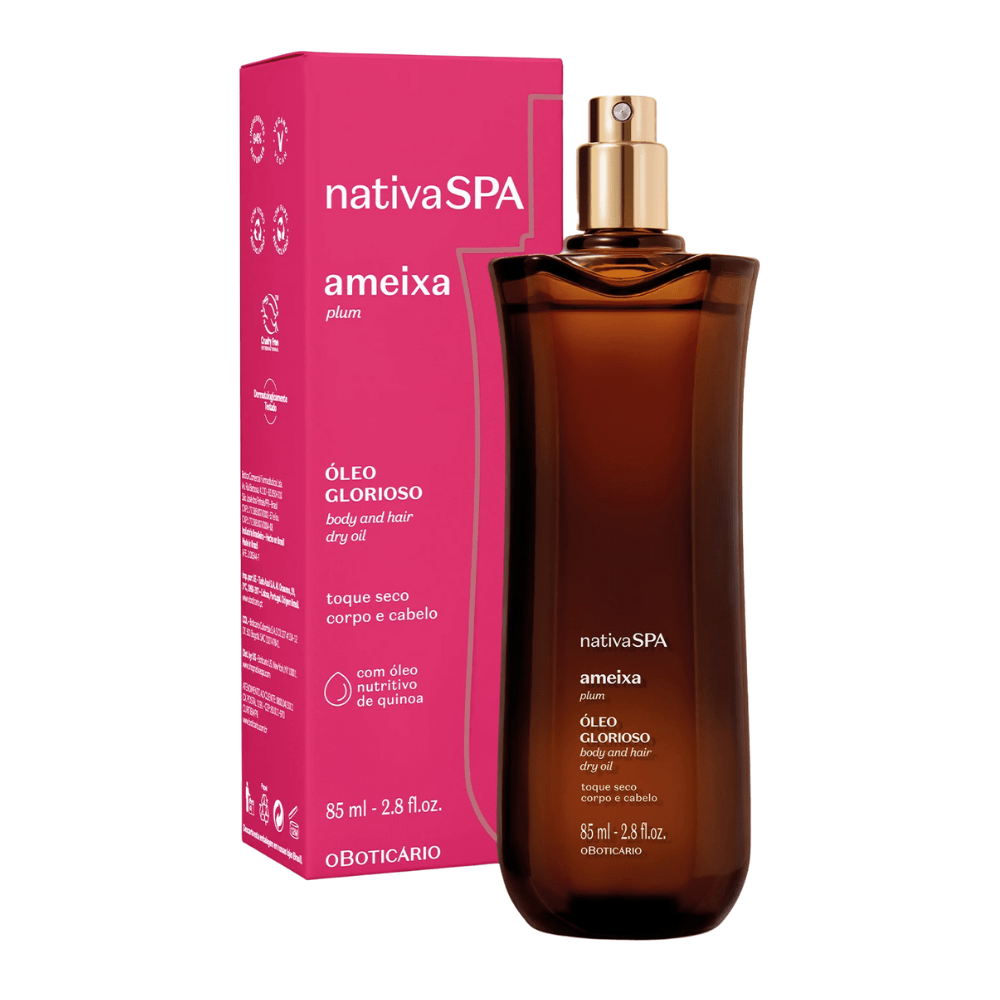 Nativa Spa Óleo Glorioso para Corpo e Cabelo Ameixa - Olio Glorioso corpo e capelli Prugna 85ml - o Boticário | Paradea