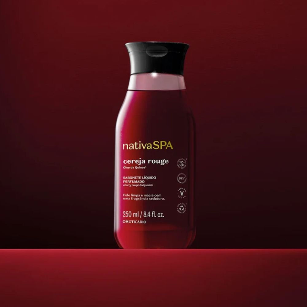 Nativa Spa Sabonete Líquido Perfumado Cereja Rouge - Bagnoschiuma Ciliegia 250ml - o Boticário | Paradea