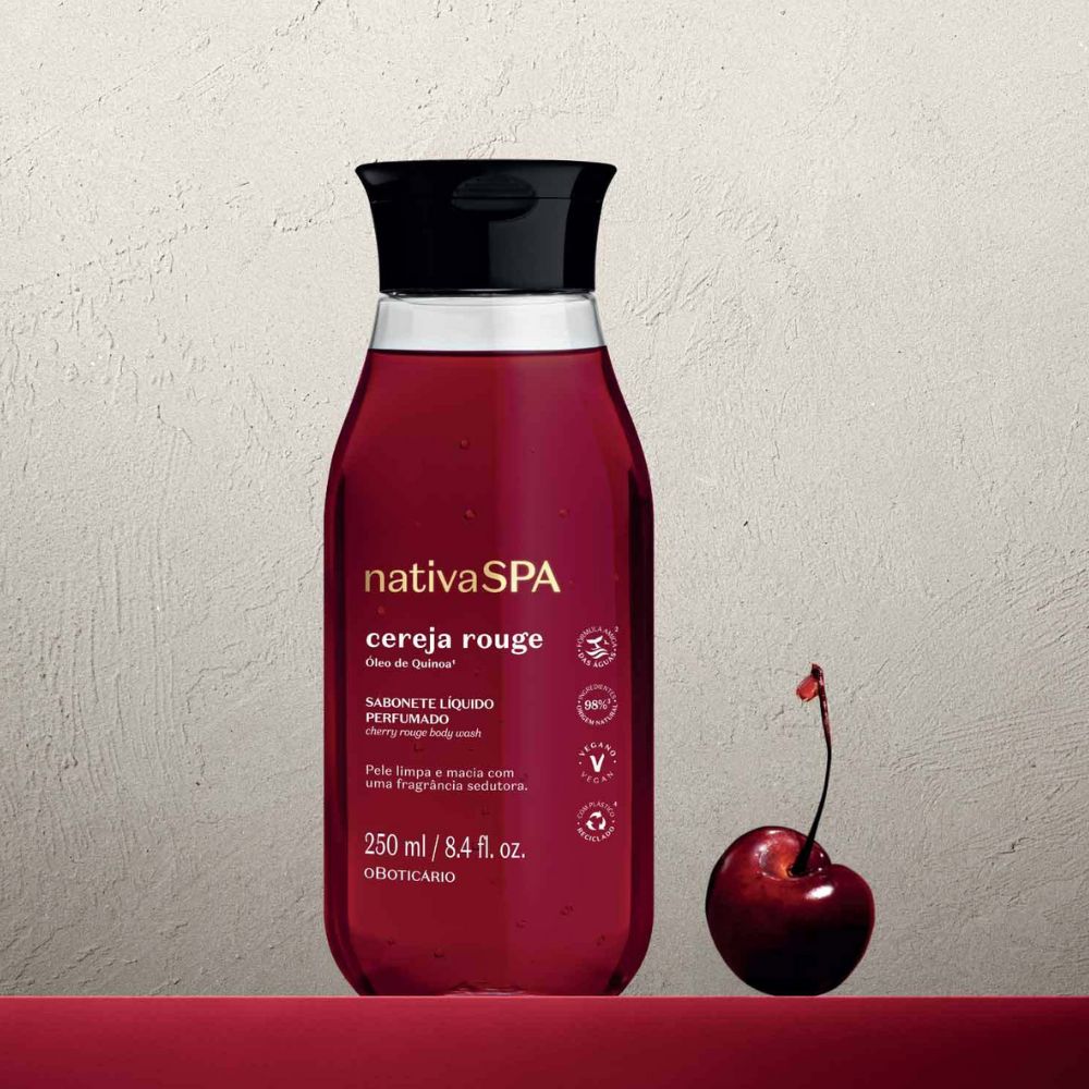 Nativa Spa Sabonete Líquido Perfumado Cereja Rouge - Bagnoschiuma Ciliegia 250ml - o Boticário | Paradea