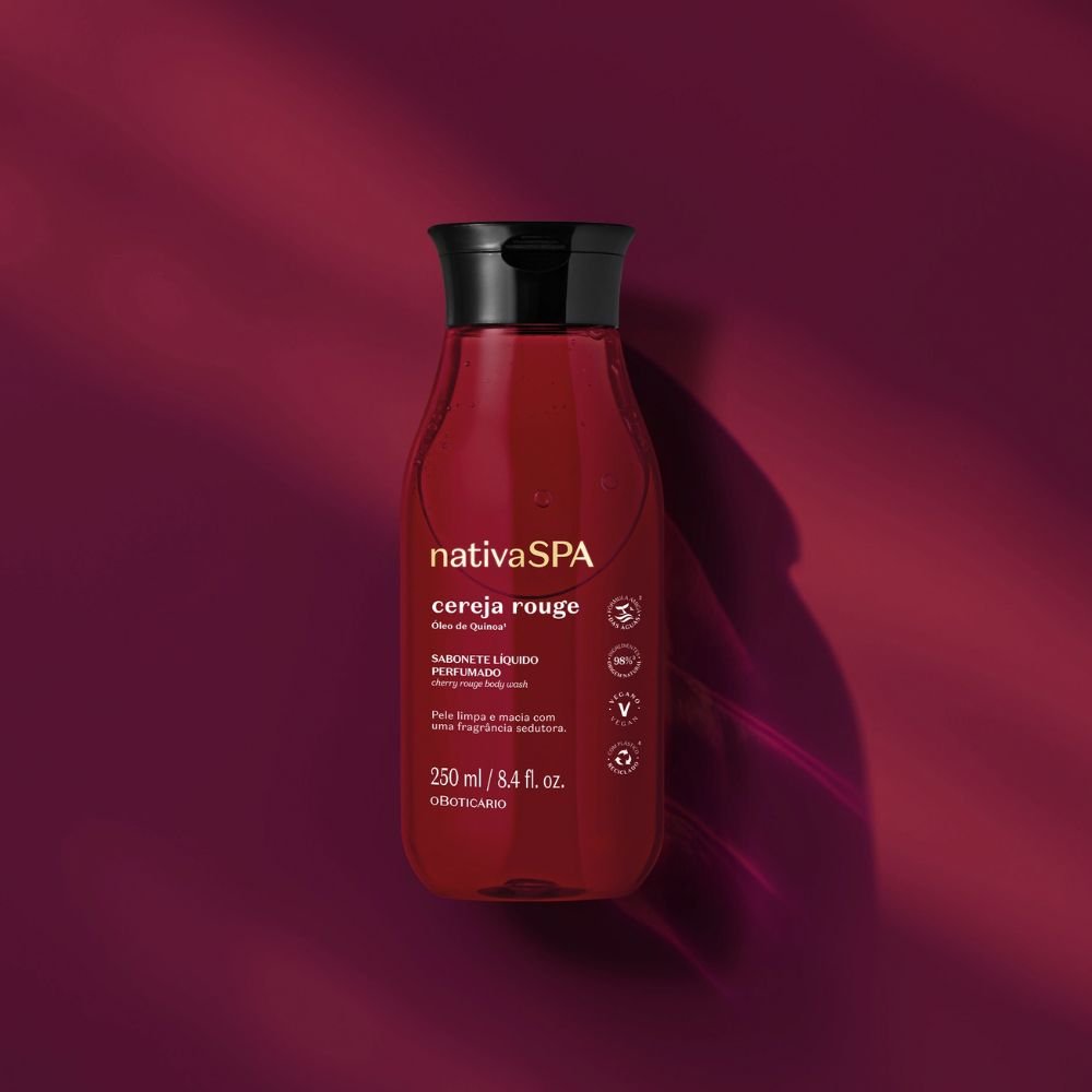 Nativa Spa Sabonete Líquido Perfumado Cereja Rouge - Bagnoschiuma Ciliegia 250ml - o Boticário | Paradea
