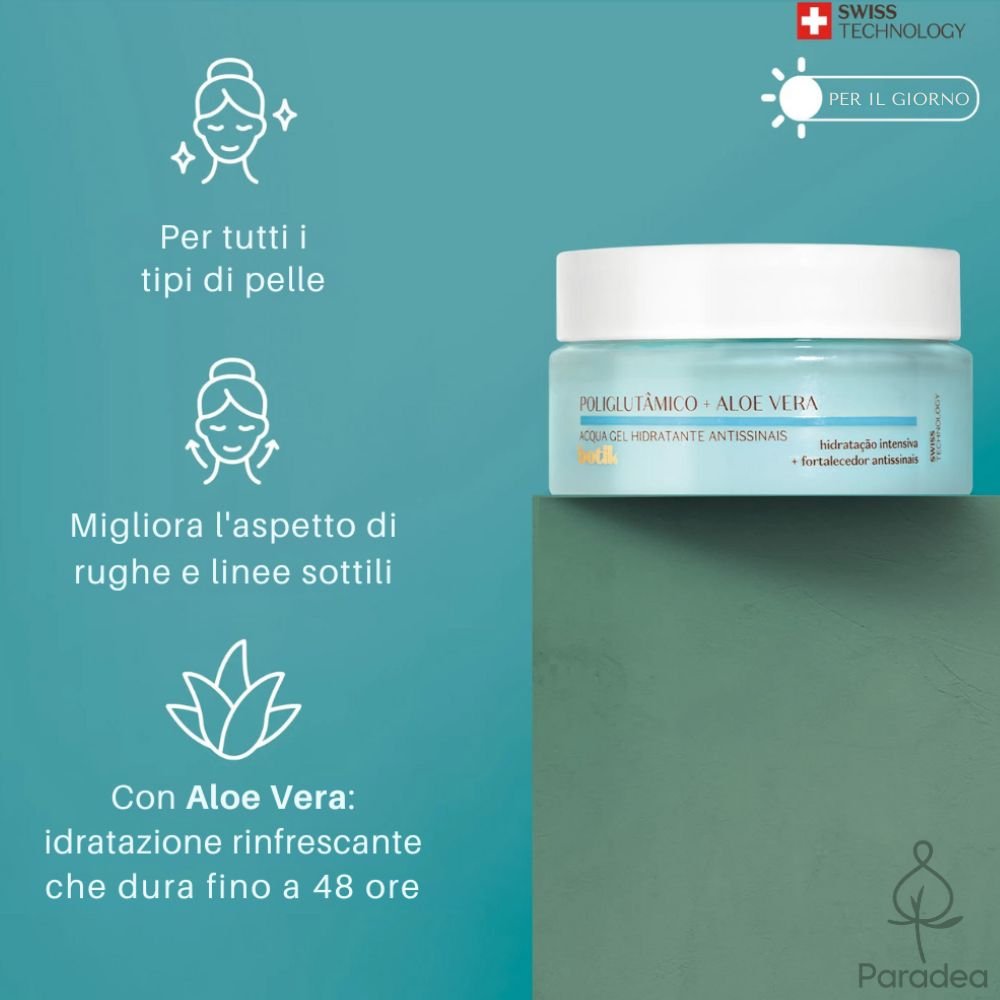 O Boticário Botik Acqua Gel Ácido Poliglutâmico + Aloe Vera - Crema gel viso idratante antietà 50gr - o Boticário | Paradea