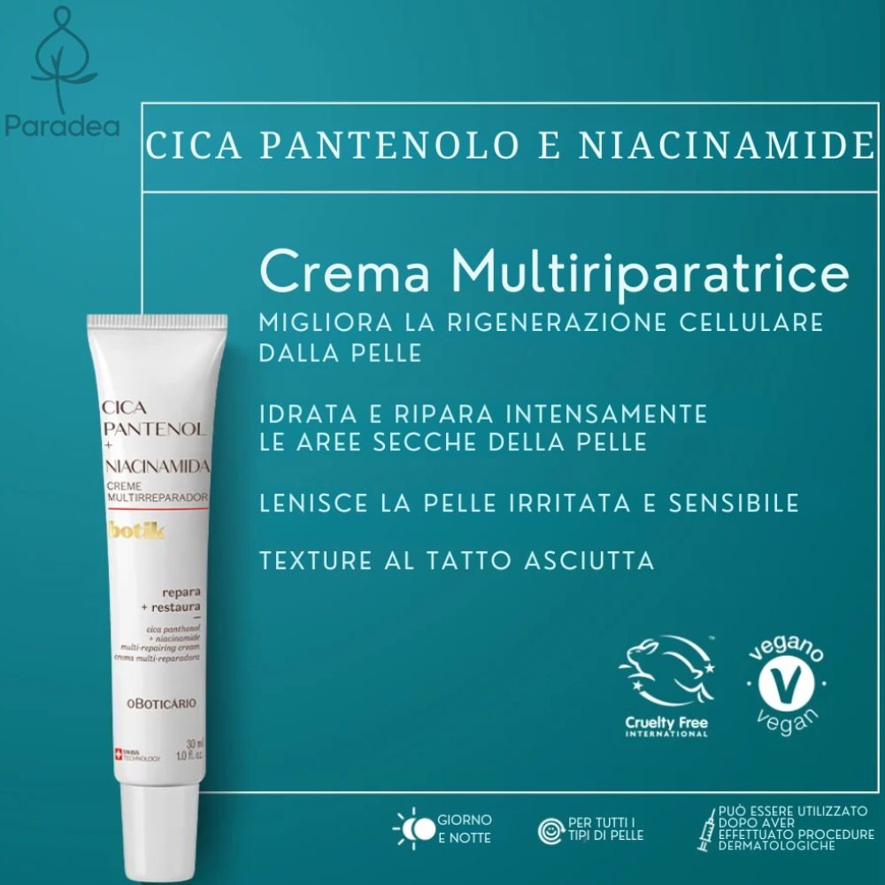 O Boticário Botik Creme Multirreparador Cica Pantenol + Niacinamida Botik - Crema multiriparatrice 30ml - o Boticário | Paradea