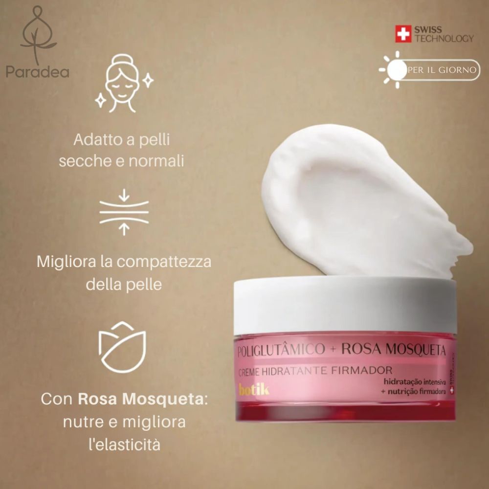 O Boticário Botik Creme Poliglutâmico + Rosa Mosqueta - Crema viso idratante rassodante 50gr - o Boticário | Paradea