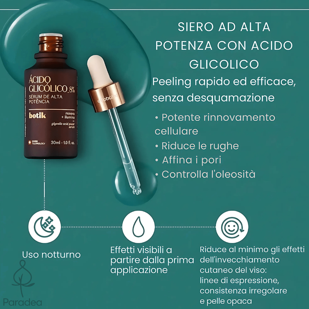 O Boticário Botik Sérum Ácido Glicólico 8% – Siero esfoliante notte Acido Glicolico 30ml - o Boticário | Paradea