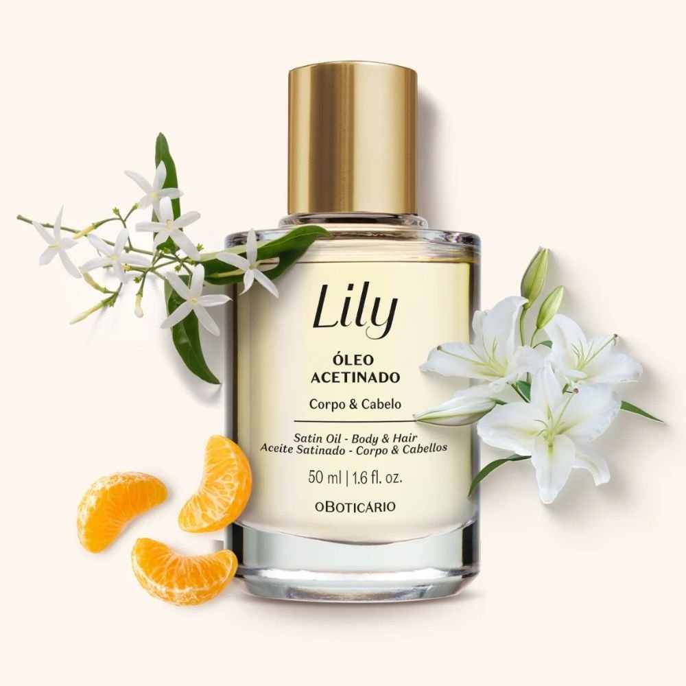 O Boticário Lily Óleo Acetinado Corpo e Cabelo - Olio multifunzionale Edizione limitata 50ml - o Boticário | Paradea