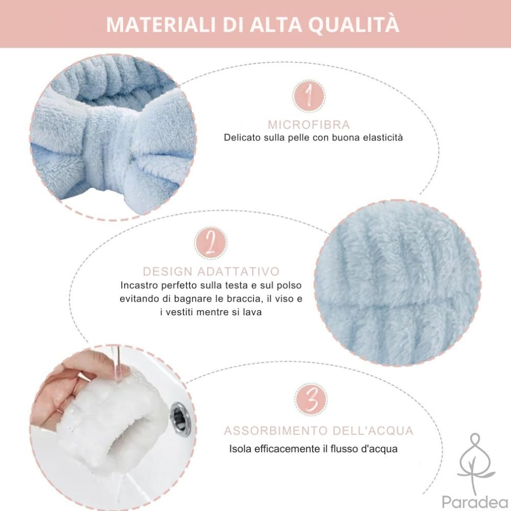 Set 3 pezzi Skincare - Fascia Testa con 2 polsini - 5 Colori a scelta - Paradea | Paradea